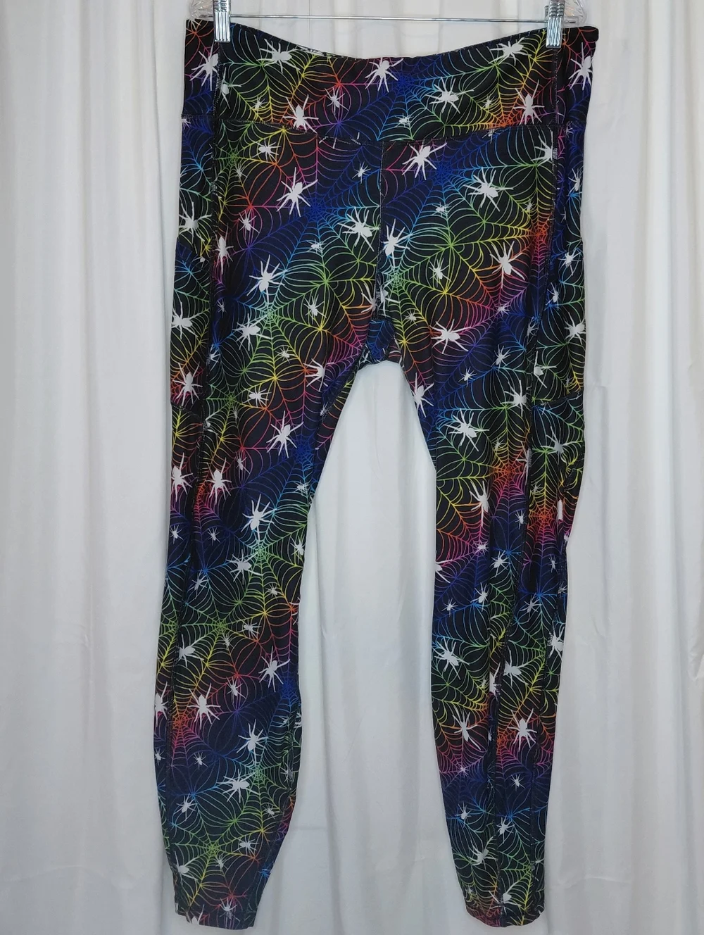 Princess Awesome Plus Size Women’s Black Rainbow Spiderweb Print Leggings